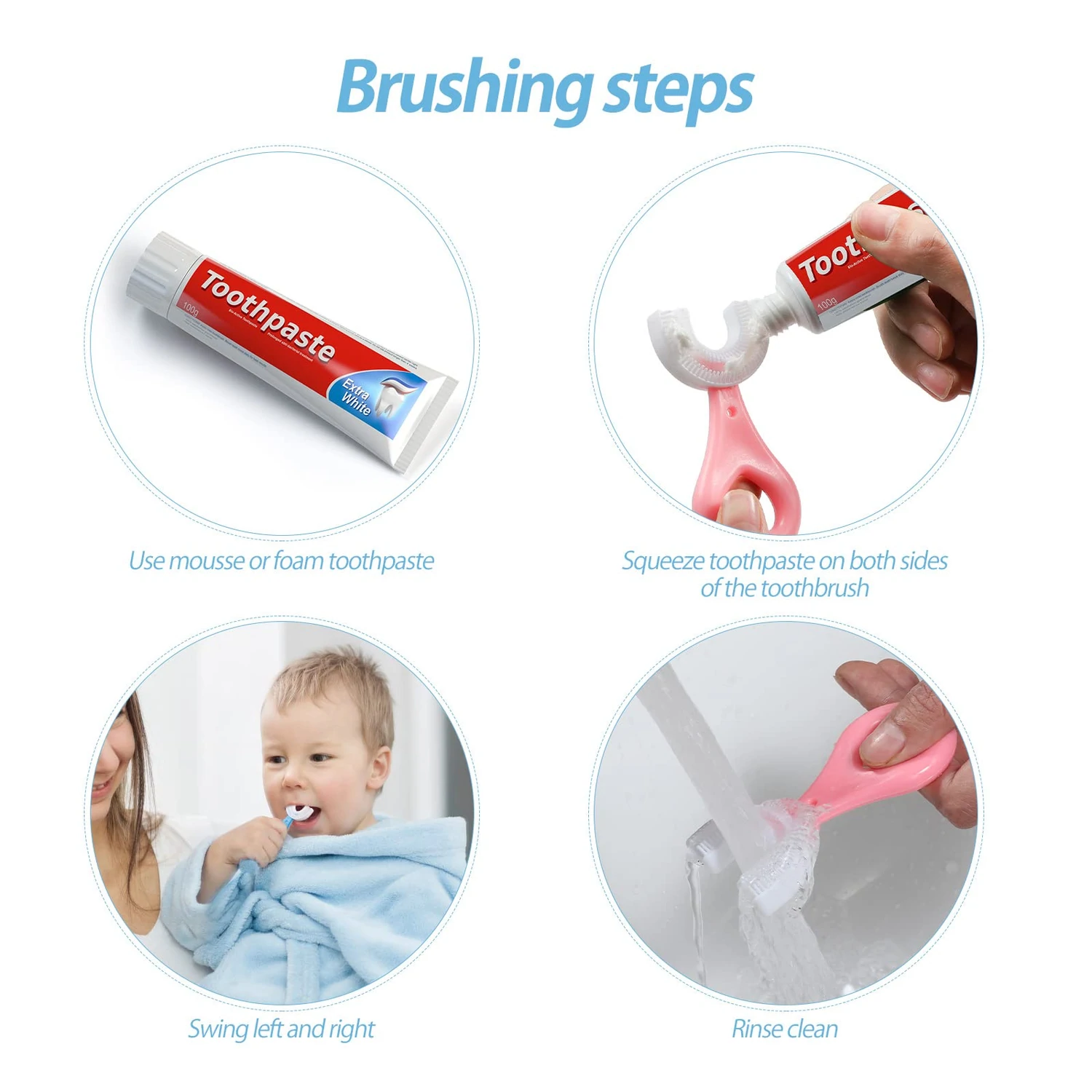 2 PC - 360 Degree U-Shaped Baby Toothbrush Children